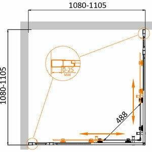 Душевой уголок (110х110) CEZARES MOLVENO MOLVENO-A-22-90+20-P-Cr